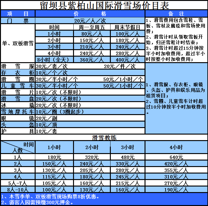2019汉中紫柏山滑雪场12月15号开滑 活动表+交通+费用